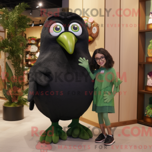 Mascot character of a Olive Blackbird dressed with a Mom Jeans and Necklaces