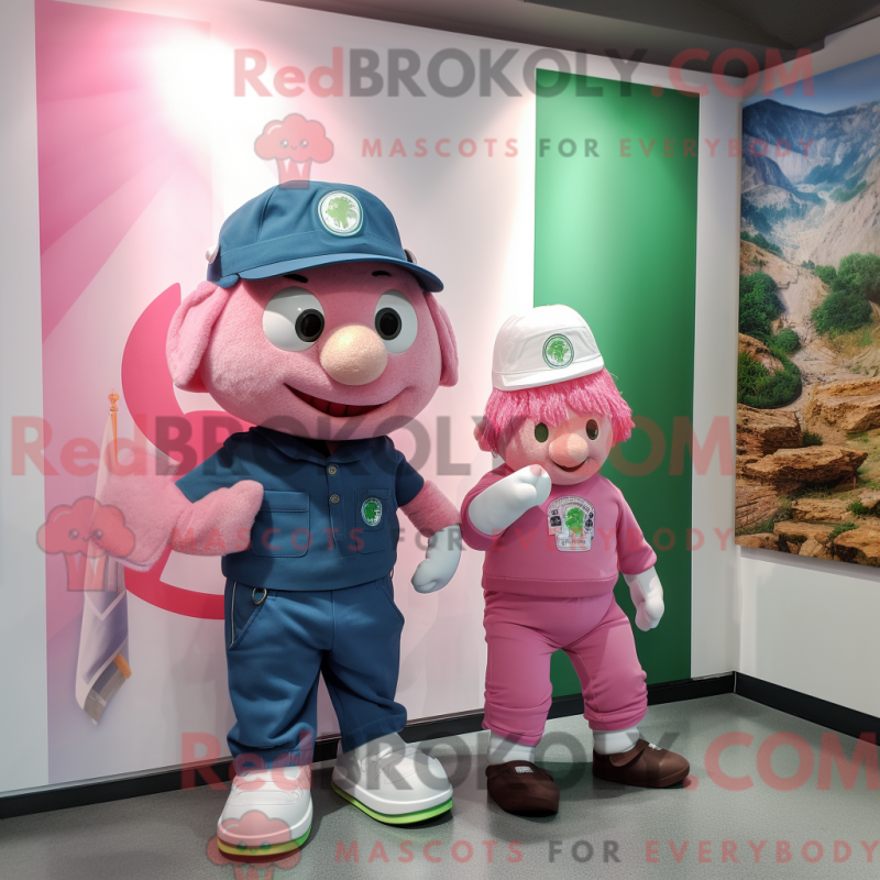 Mascot character of a Pink Irish Flag dressed with a Chambray Shirt and Watches