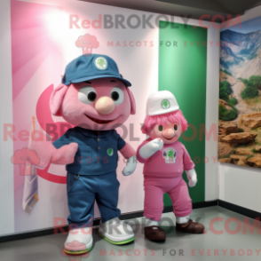 Mascot character of a Pink Irish Flag dressed with a Chambray Shirt and Watches