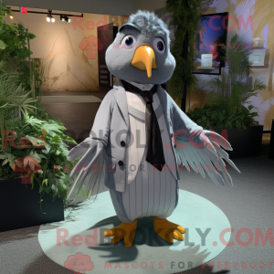 Mascot character of a Gray Dove dressed with a Cover-up and Bow ties