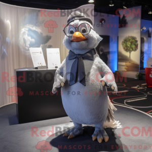 Mascot character of a Gray Dove dressed with a Cover-up and Bow ties