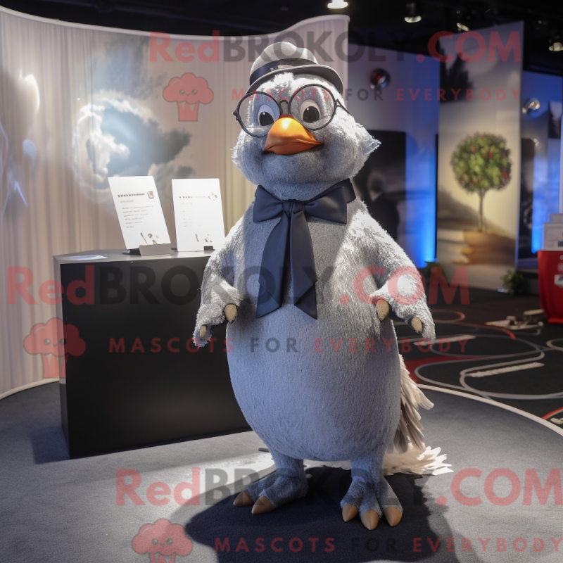 Mascot character of a Gray Dove dressed with a Cover-up and Bow ties