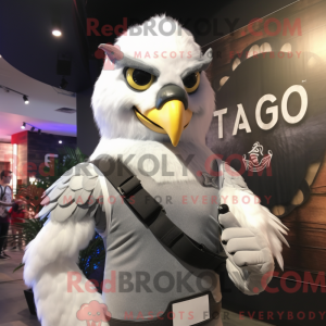 Mascot character of a Silver Falcon dressed with a Tank Top and Headbands