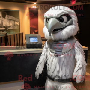 Mascot character of a Silver Falcon dressed with a Tank Top and Headbands