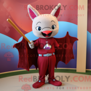 Mascot character of a Maroon Bat dressed with a Flare Jeans and Wraps