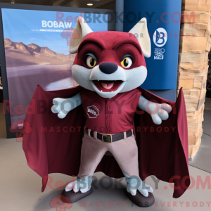 Mascot character of a Maroon Bat dressed with a Flare Jeans and Wraps