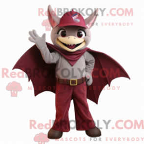 Mascot character of a Maroon Bat dressed with a Flare Jeans and Wraps