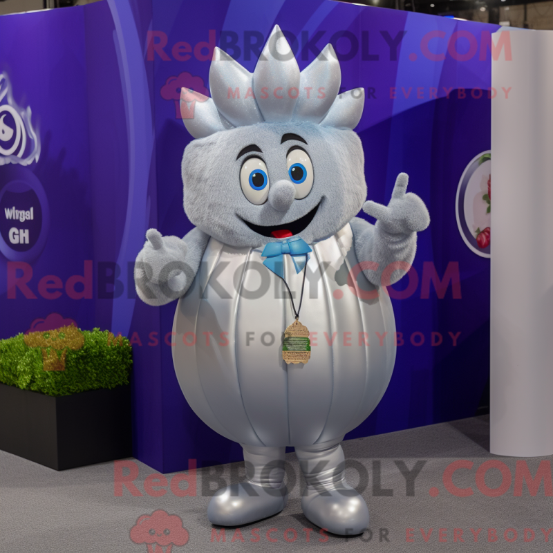 Mascot character of a Silver Onion dressed with a Jeans and Rings