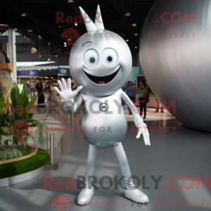 Mascot character of a Silver Onion dressed with a Jeans and Rings