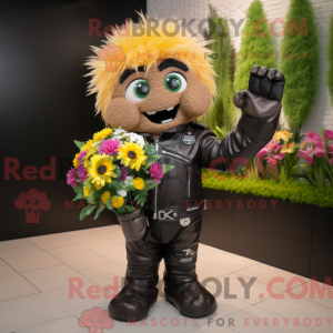 Mascot character of a Bouquet Of Flowers dressed with a Leather Jacket and Smartwatches