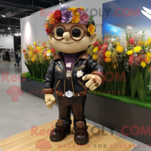 Mascot character of a Bouquet Of Flowers dressed with a Leather Jacket and Smartwatches