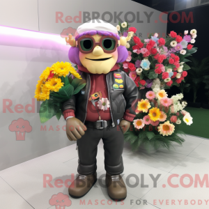 Mascot character of a Bouquet Of Flowers dressed with a Leather Jacket and Smartwatches
