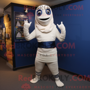 Mascot character of a Navy Mummy dressed with a Capri Pants and Foot pads