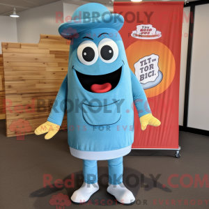 Mascot character of a Sky Blue Bbq Ribs dressed with a Turtleneck and Hats