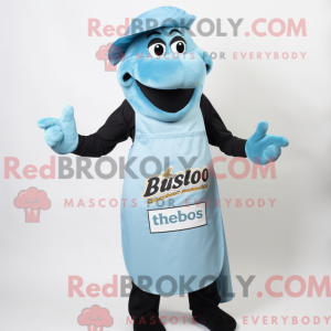 Mascot character of a Sky Blue Bbq Ribs dressed with a Turtleneck and Hats