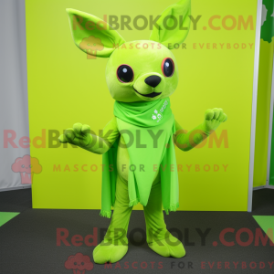 Mascot character of a Lime Green Roe Deer dressed with a Long Sleeve Tee and Scarf clips