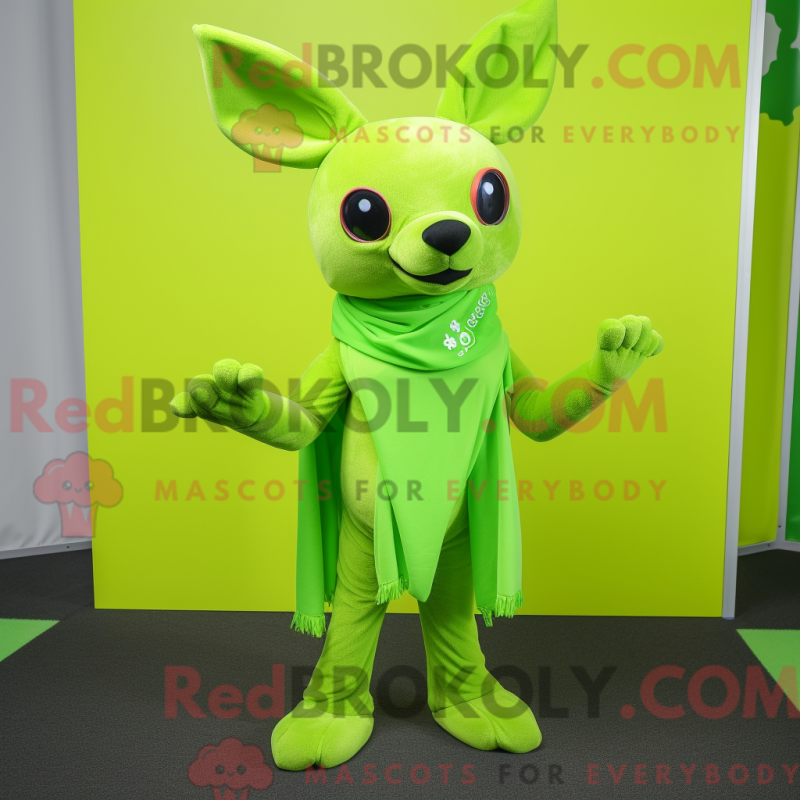 Mascot character of a Lime Green Roe Deer dressed with a Long Sleeve Tee and Scarf clips