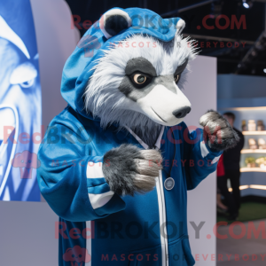 Mascot character of a Blue Badger dressed with a Hoodie and Earrings