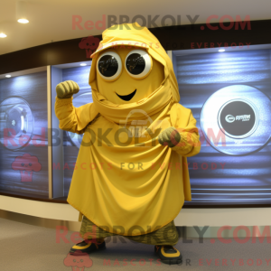 Mascot character of a Gold Wrist Watch dressed with a Cargo Shorts and Shawls