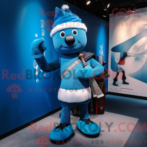 Mascot character of a Blue Bagpipe dressed with a Leggings and Mittens