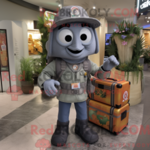Mascot character of a Gray Enchiladas dressed with a Cargo Pants and Digital watches
