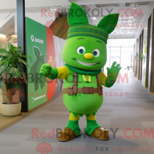 Mascot character of a Green Chief dressed with a Romper and Cummerbunds