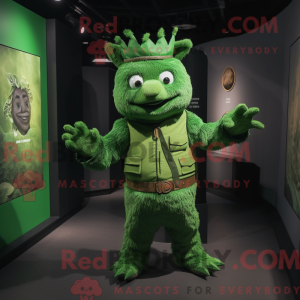 Mascot character of a Green Chief dressed with a Romper and Cummerbunds