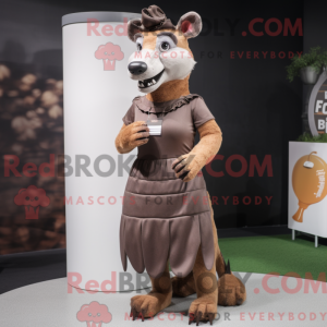 Mascot character of a Brown Thylacosmilus dressed with a Pencil Skirt and Bracelets