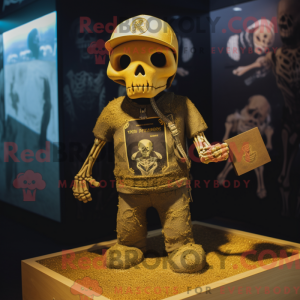 Mascot character of a Gold Graveyard dressed with a Playsuit and Beanies