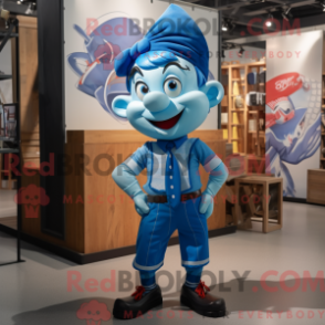 Mascot character of a Blue Acrobat dressed with a Cargo Shorts and Bow ties