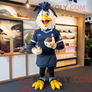 Mascot character of a Navy Hens dressed with a Rugby Shirt and Scarf clips