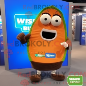 Mascot character of a Brown Zucchini dressed with a Rash Guard and Coin purses