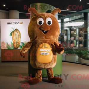Mascot character of a Brown Zucchini dressed with a Rash Guard and Coin purses