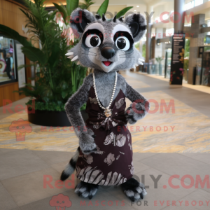 Mascot character of a Civet dressed with a Maxi Dress and Bracelets