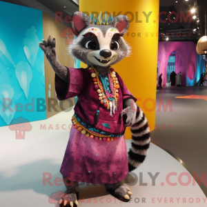 Mascot character of a Civet dressed with a Maxi Dress and Bracelets