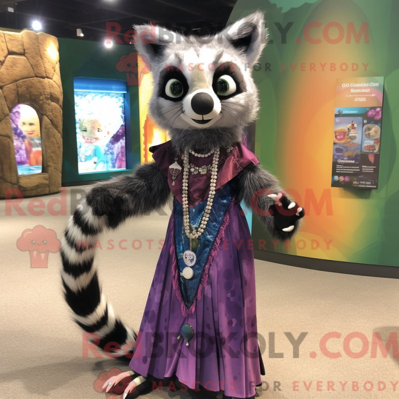 Mascot character of a Civet dressed with a Maxi Dress and Bracelets