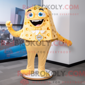 Mascot character of a Gold Pizza Slice dressed with a Dress Pants and Anklets