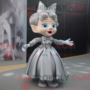 Mascot character of a Gray Queen dressed with a Bodysuit and Bow ties