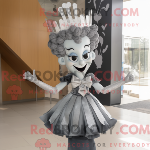 Mascot character of a Gray Queen dressed with a Bodysuit and Bow ties