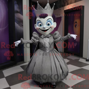 Mascot character of a Gray Queen dressed with a Bodysuit and Bow ties