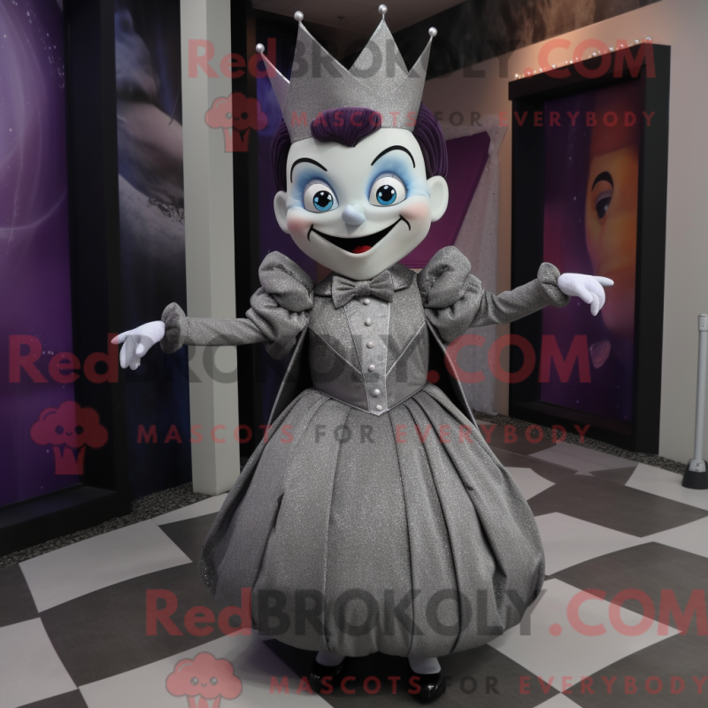Mascot character of a Gray Queen dressed with a Bodysuit and Bow ties