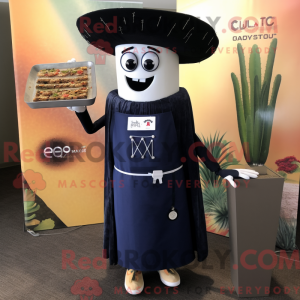 Mascot character of a Navy Enchiladas dressed with a Cocktail Dress and Tie pins