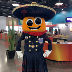 Mascot character of a Navy Enchiladas dressed with a Cocktail Dress and Tie pins