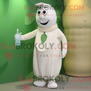 Mascot character of a Olive Bottle Of Milk dressed with a Trousers and Anklets