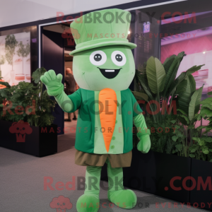 Mascot character of a Green Carrot dressed with a Culottes and Pocket squares