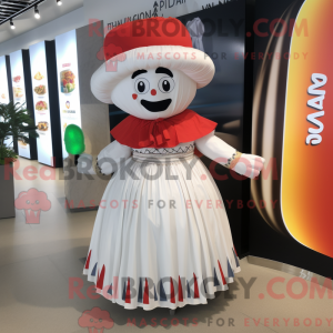 Mascot character of a Pepper dressed with a Maxi Skirt and Cummerbunds