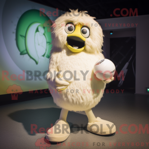 Mascot character of a Cream Kiwi dressed with a Playsuit and Anklets