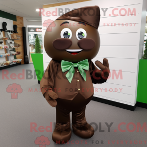 Mascot character of a Olive Chocolates dressed with a Hoodie and Bow ties