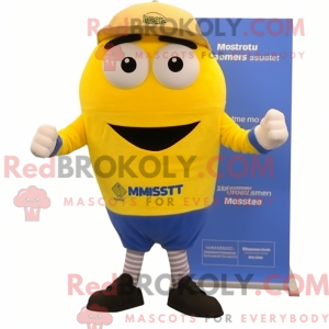 Mascot character of a Lemon Yellow Moussaka dressed with a Running Shorts and Digital watches