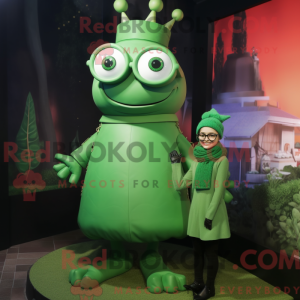 Mascot character of a Green Queen dressed with a Turtleneck and Eyeglasses